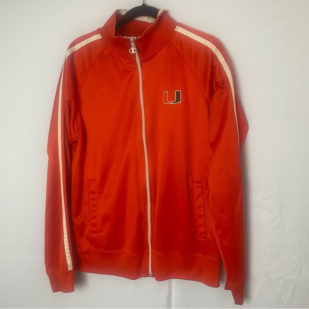 Vintage Champion Track Jacket Orange Miami Hurricanes Mens Sz XL